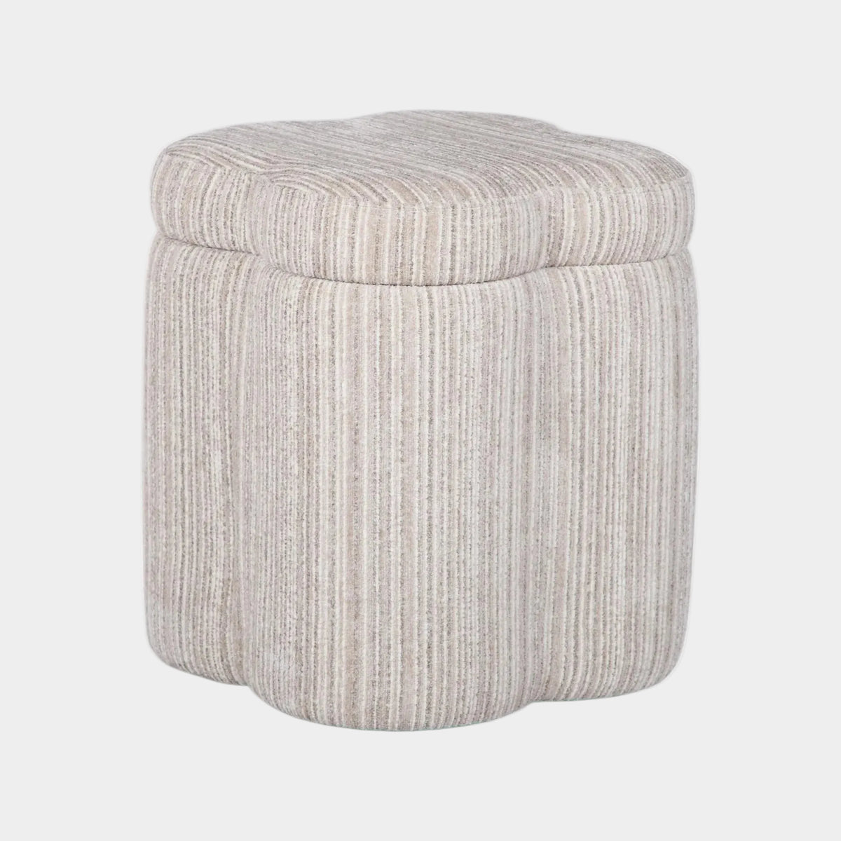 Lilou Cream Striped Jacquard Storage Accent Stool