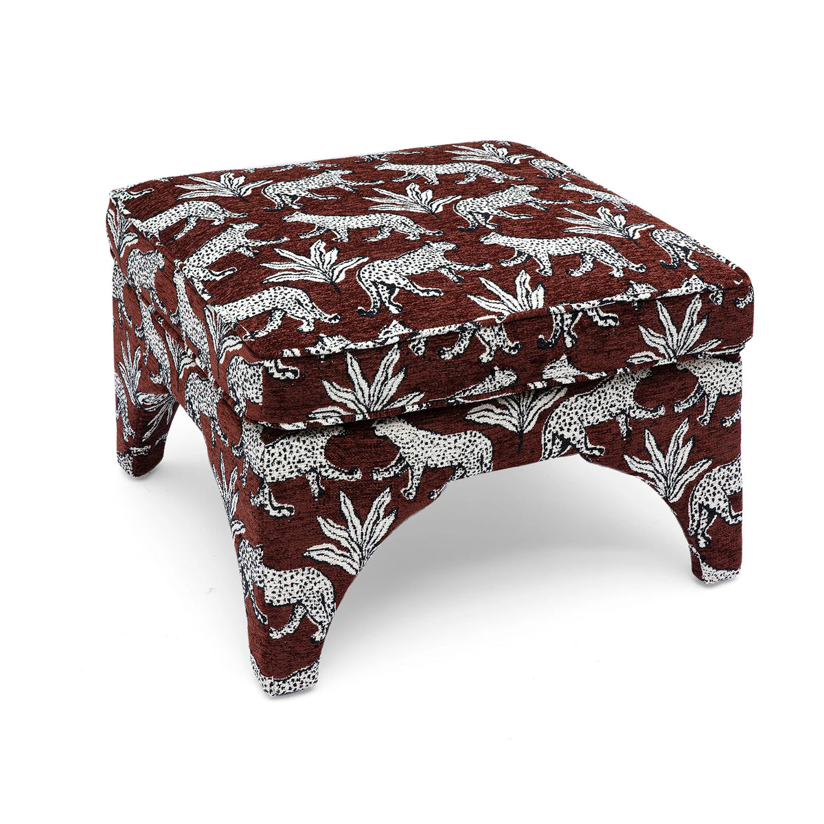 Raji Leopard Performance Jacquard Ottoman