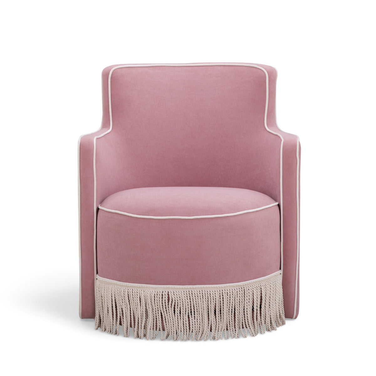 Passe Tasseled Velvet Swivel Accent Chair - Pink