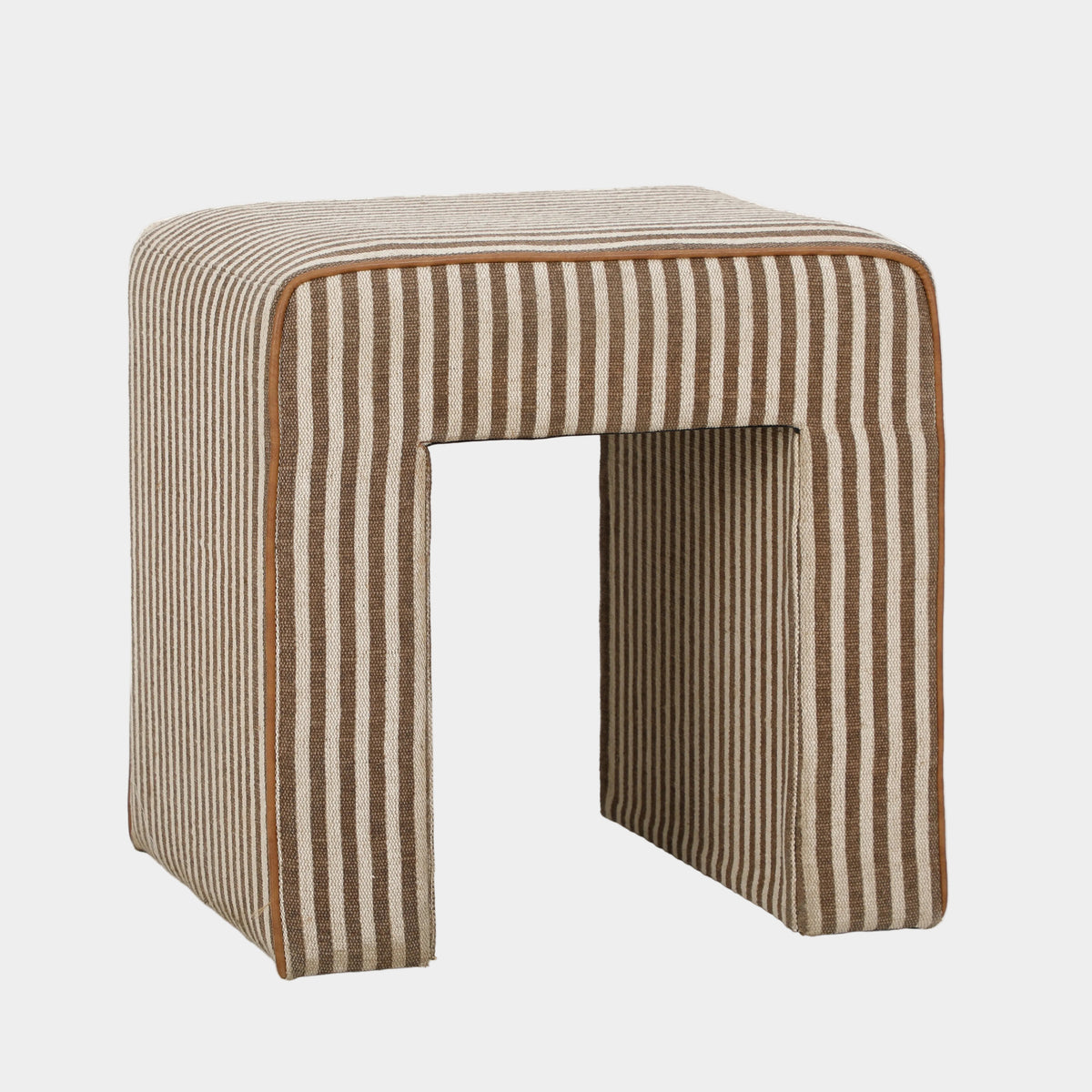 Byron Square Cotton Jute Ottoman - Brown