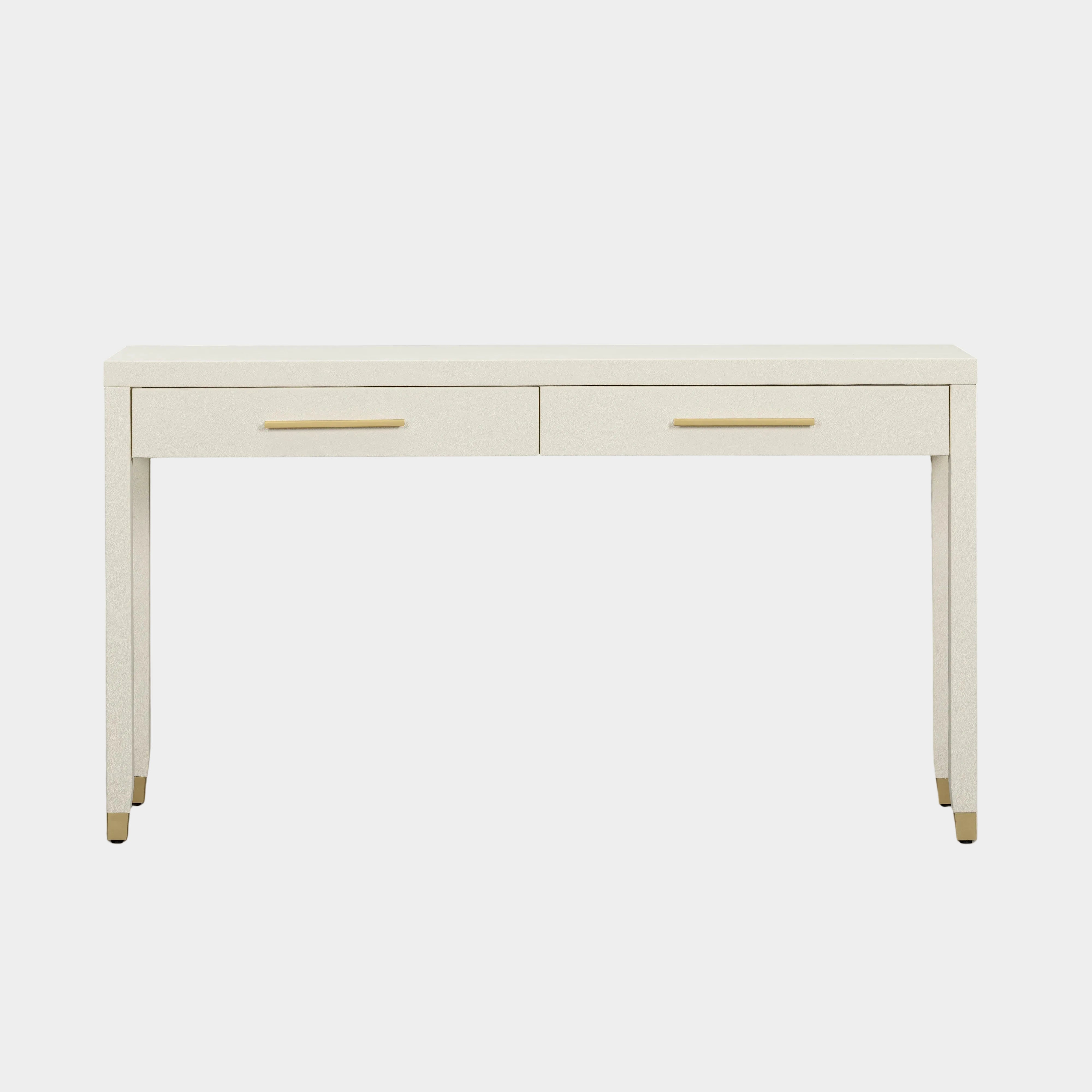 Dani 54" Cream Faux Shagreen 2-Drawer Console Table