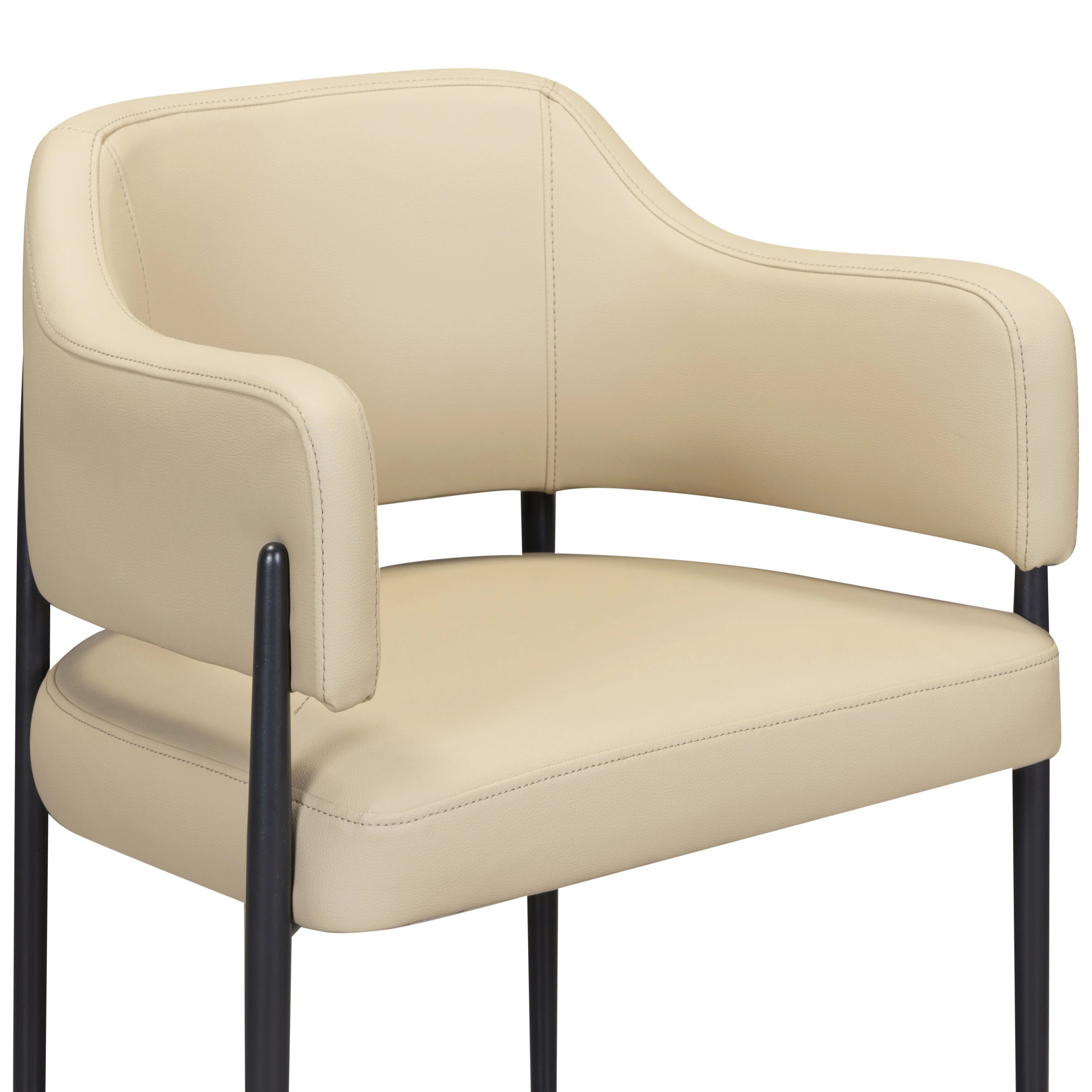 Chaise de salle à manger en cuir vegan crème Sezanne