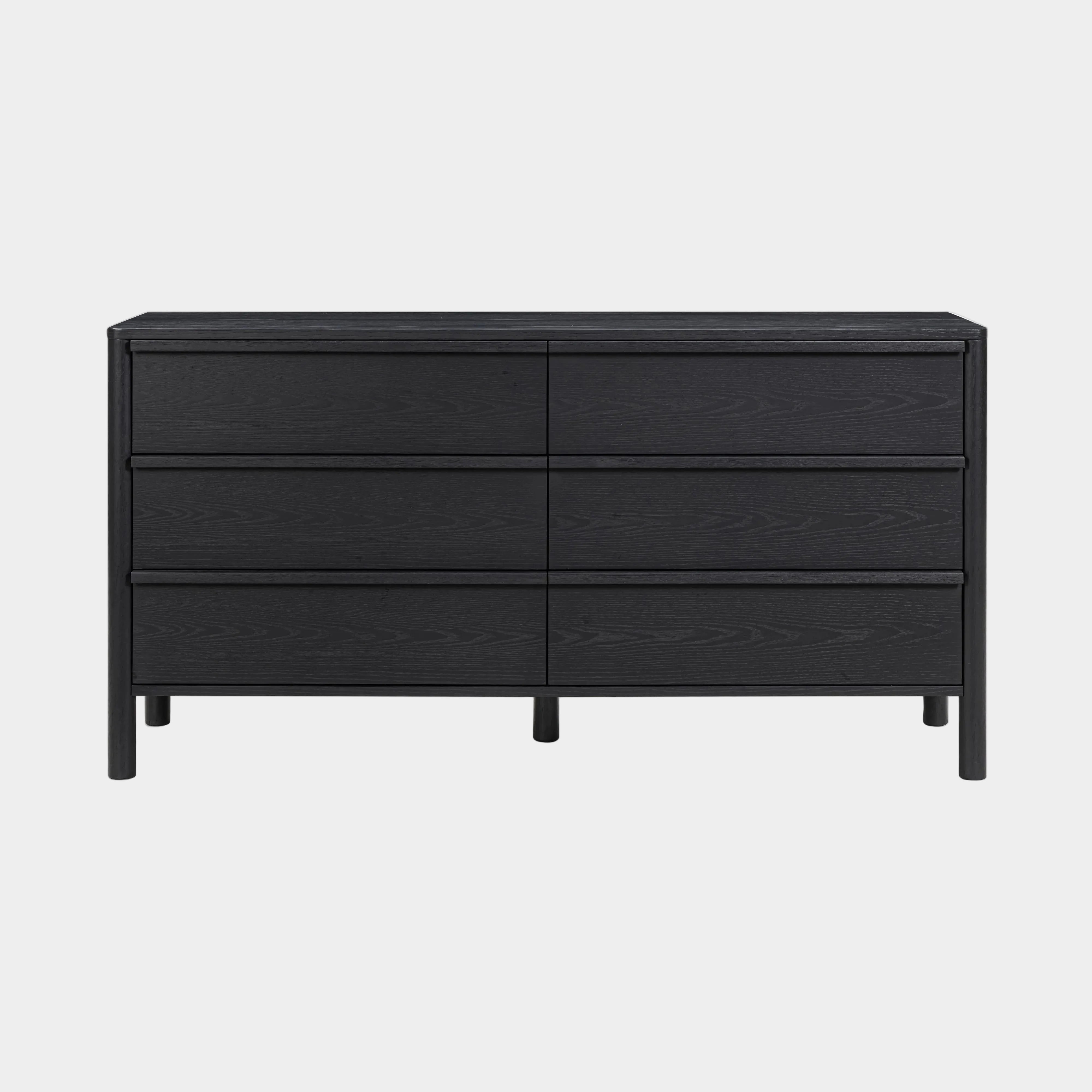 Tyra 62" Black Ash 6-Drawer Dresser