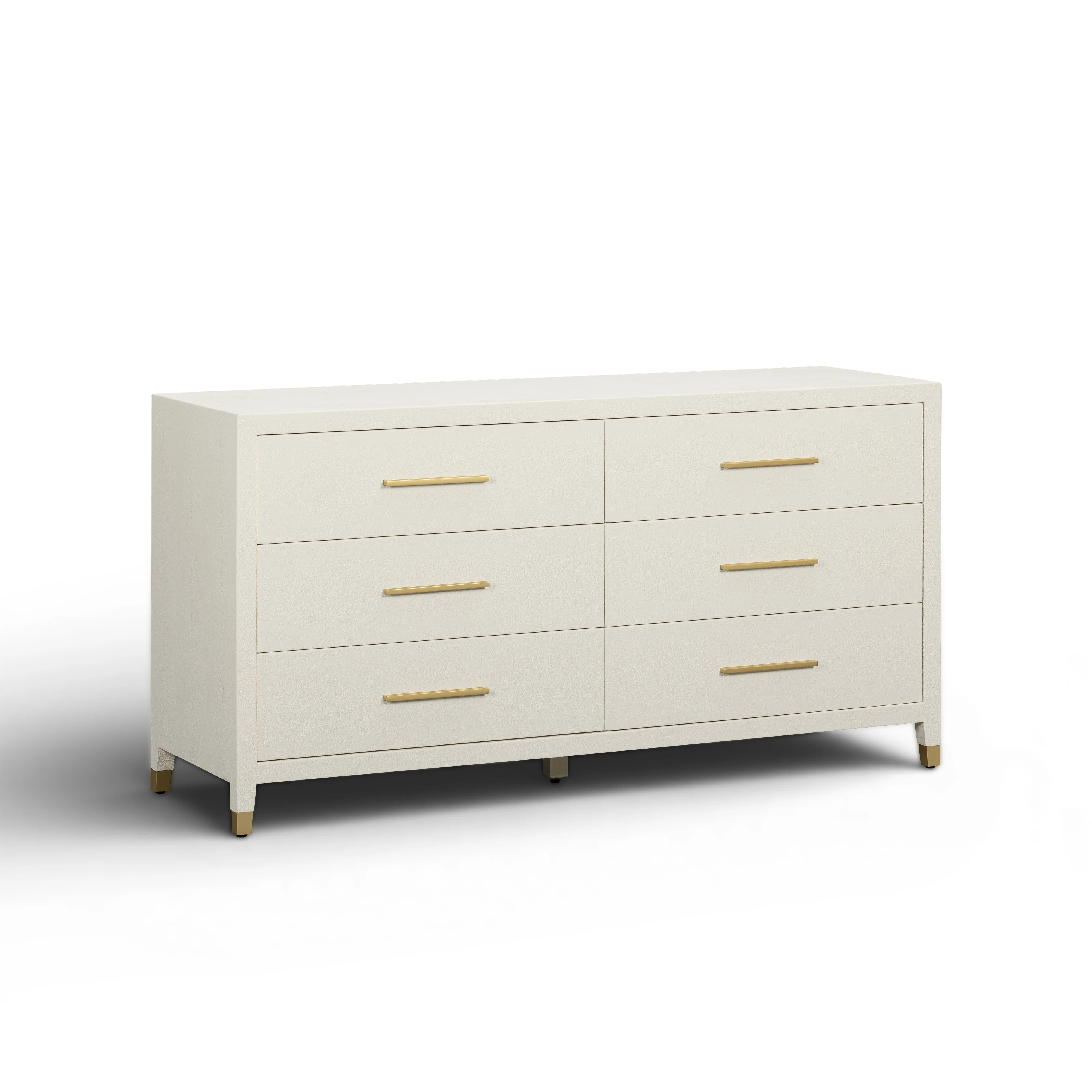 Dani 62" Cream Faux Shagreen 6-Drawer Dresser
