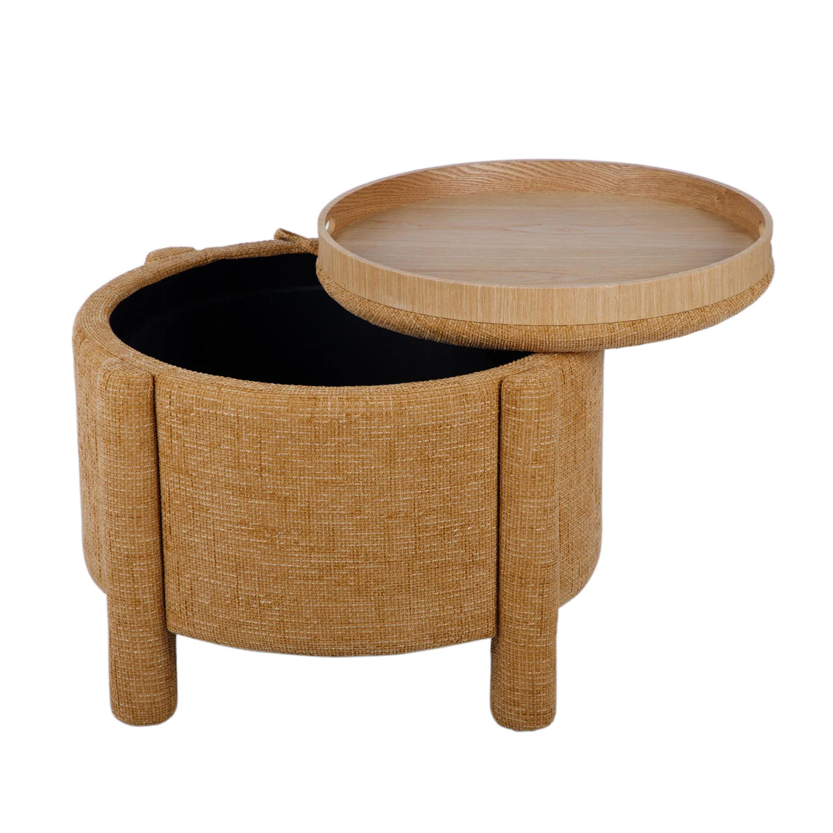 Bellamy Railroad Chenille Storage Stool With Reversible Tray Top