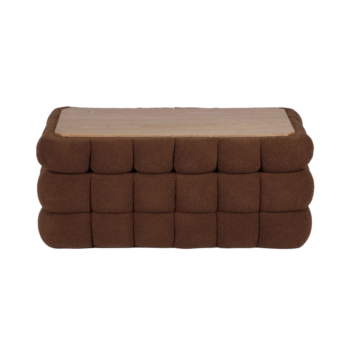 Anita 39" Faux Shearling Storage Bench With Reversible Tray Top