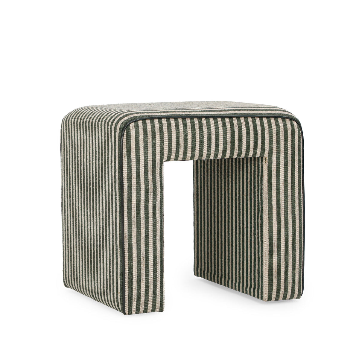 Byron Square Cotton Jute Ottoman - Green