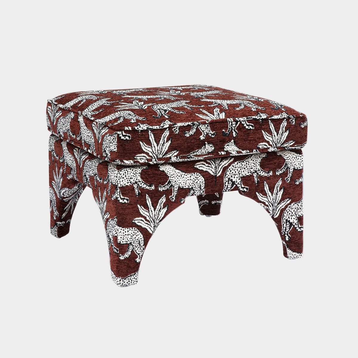 Raji Leopard Performance Jacquard Ottoman