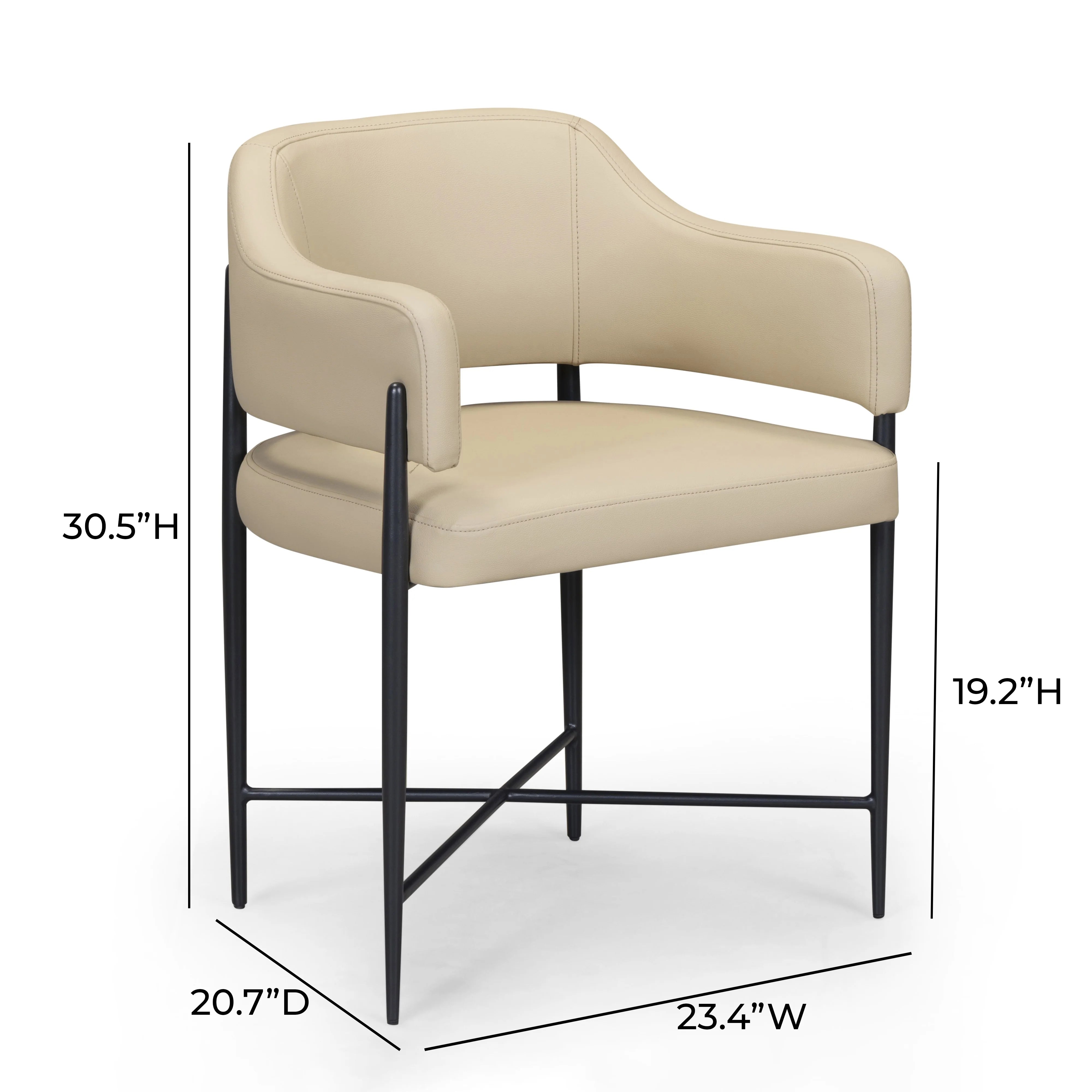 Chaise de salle à manger en cuir vegan crème Sezanne
