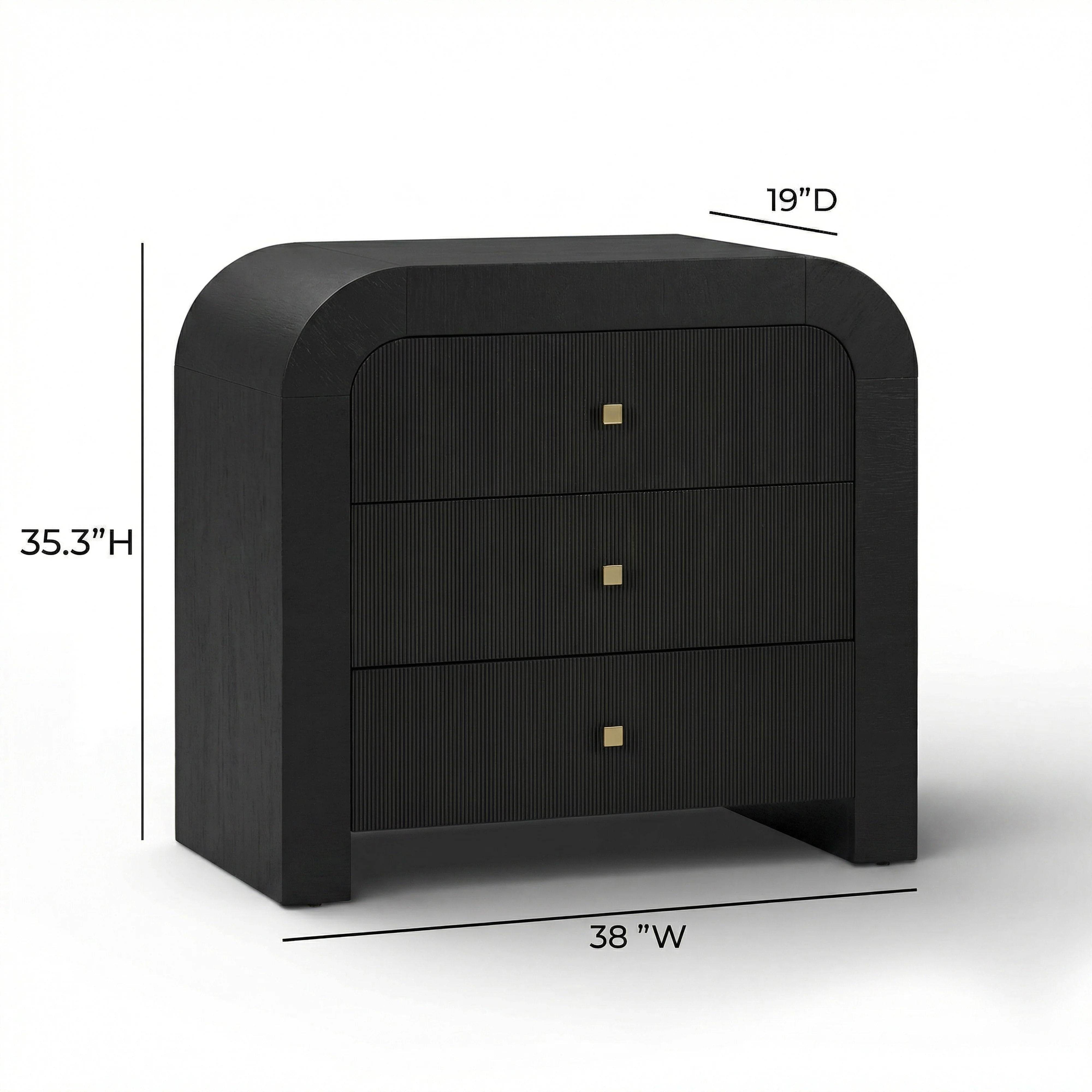 Hump 38" Arched 3-Drawer Bedside Chest