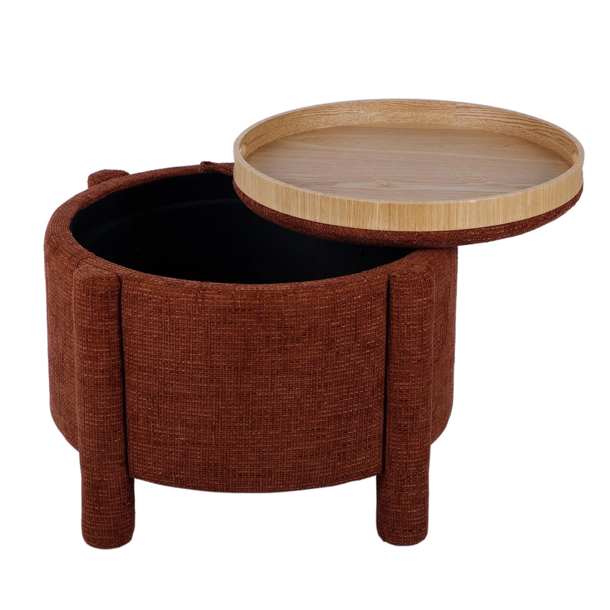 Bellamy Railroad Chenille Storage Stool With Reversible Tray Top