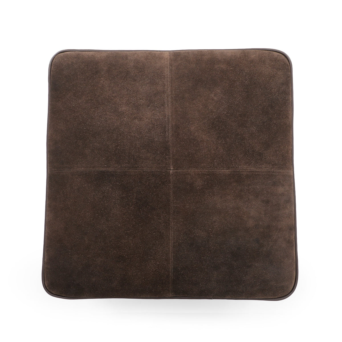 Daphne Square Suede Fringe Ottoman - Chocolate Brown