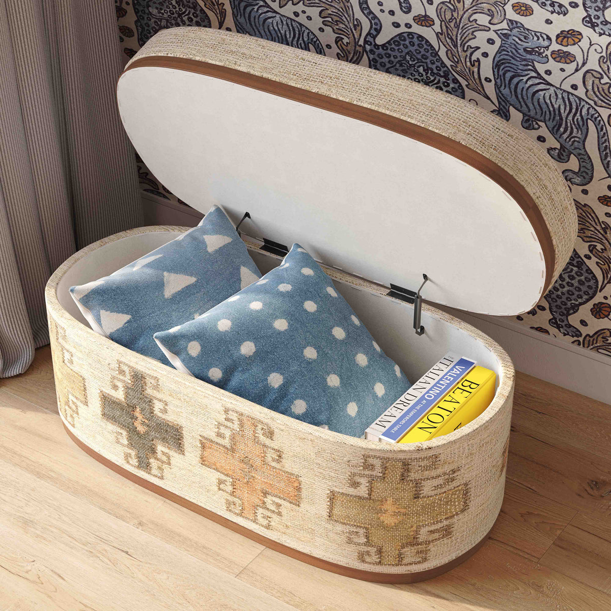 Olivier 41" Oval Storage Ottoman