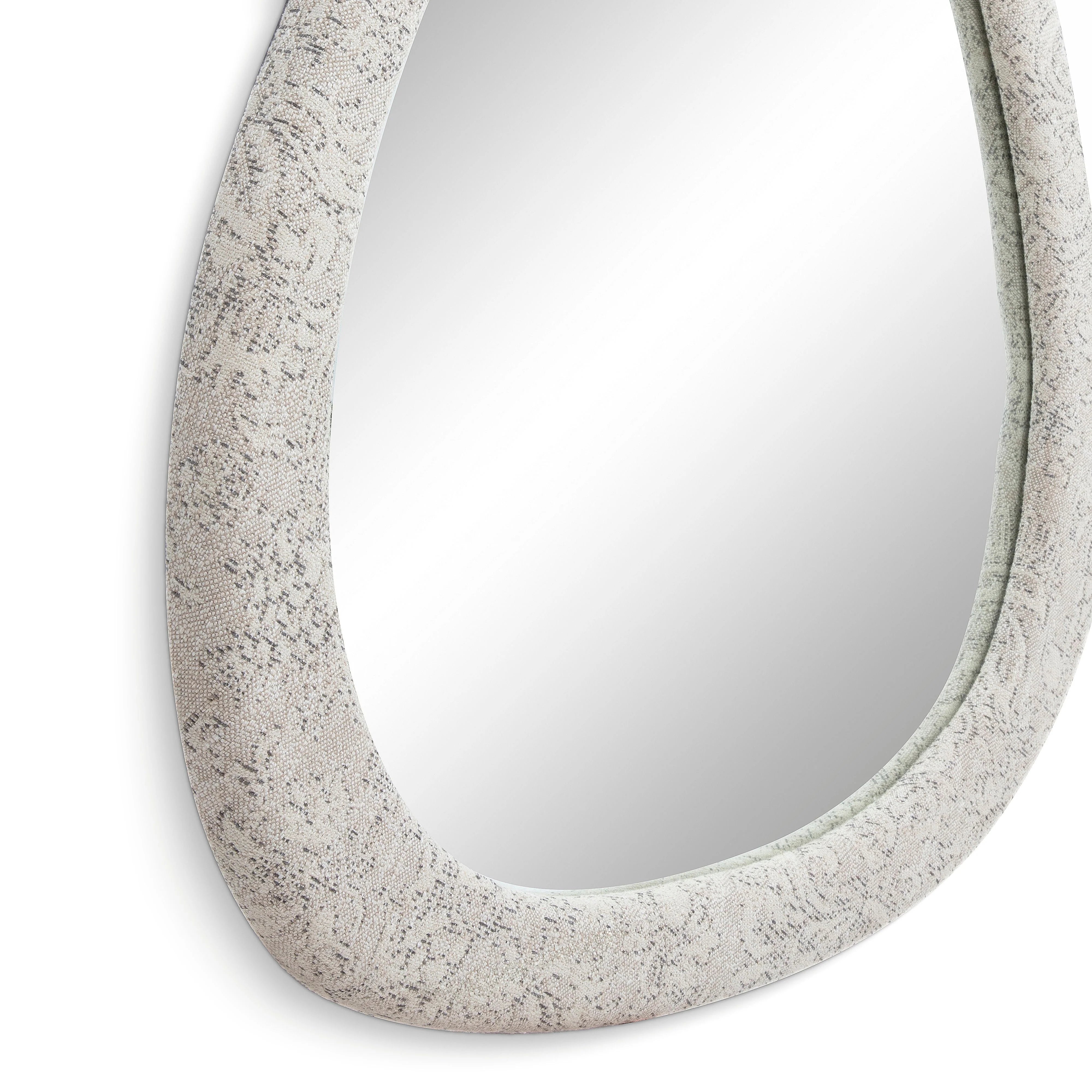 Klaryss 32"X25" Neutral Floral Jacquard Wall Mirror