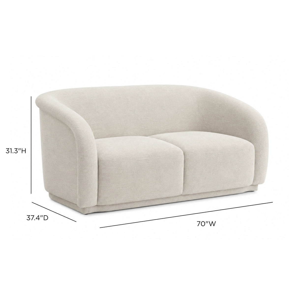 Canapé 2 places en velours plissé beige Yara par Inspire Me! Home Decor