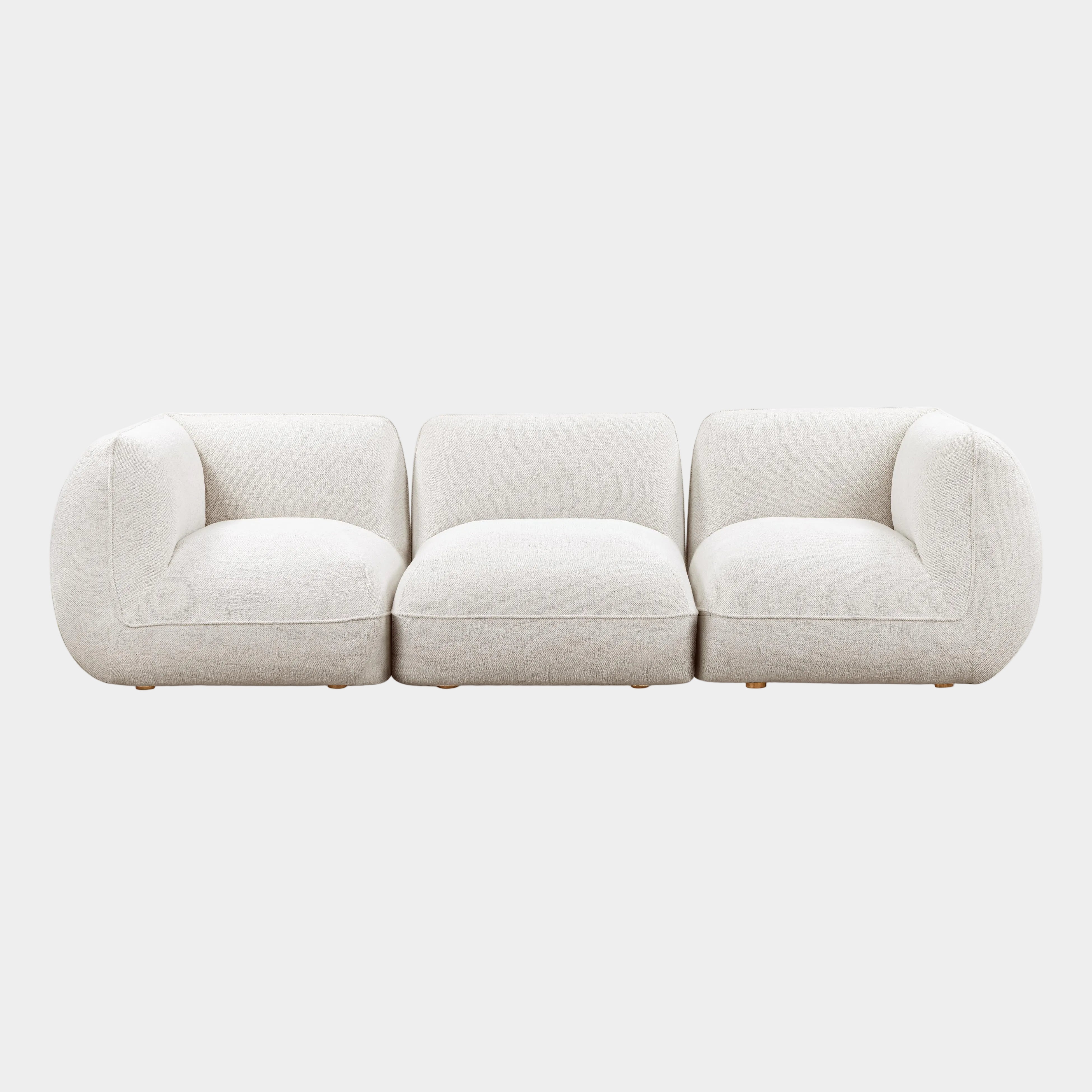 Arezza 115" Stone White Contract-Grade Basketweave Chenille Modular Sofa
