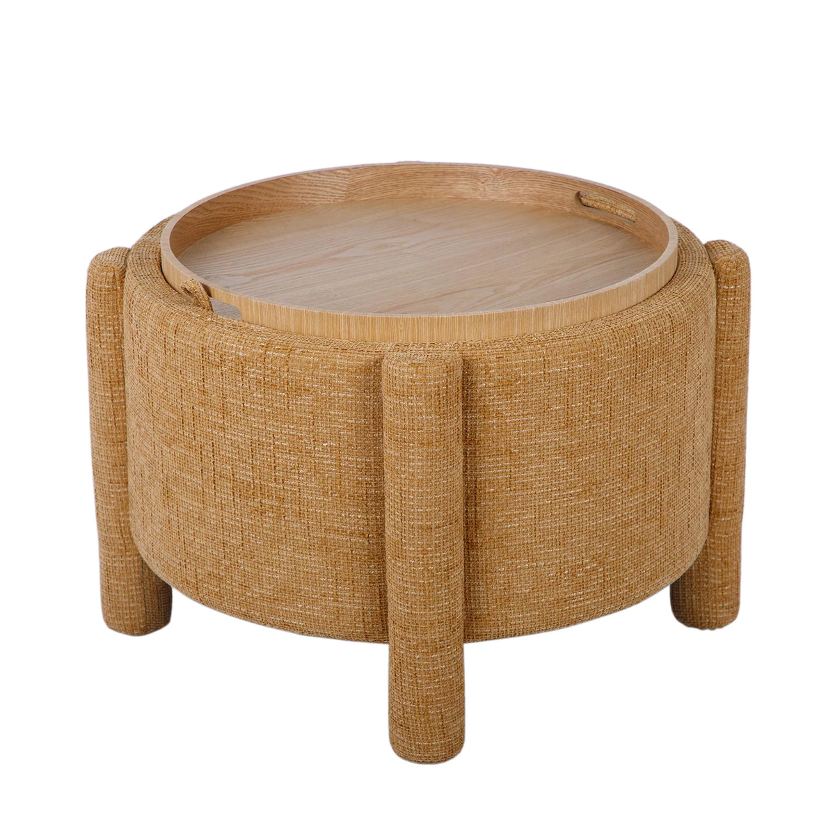 Bellamy Railroad Chenille Storage Stool With Reversible Tray Top