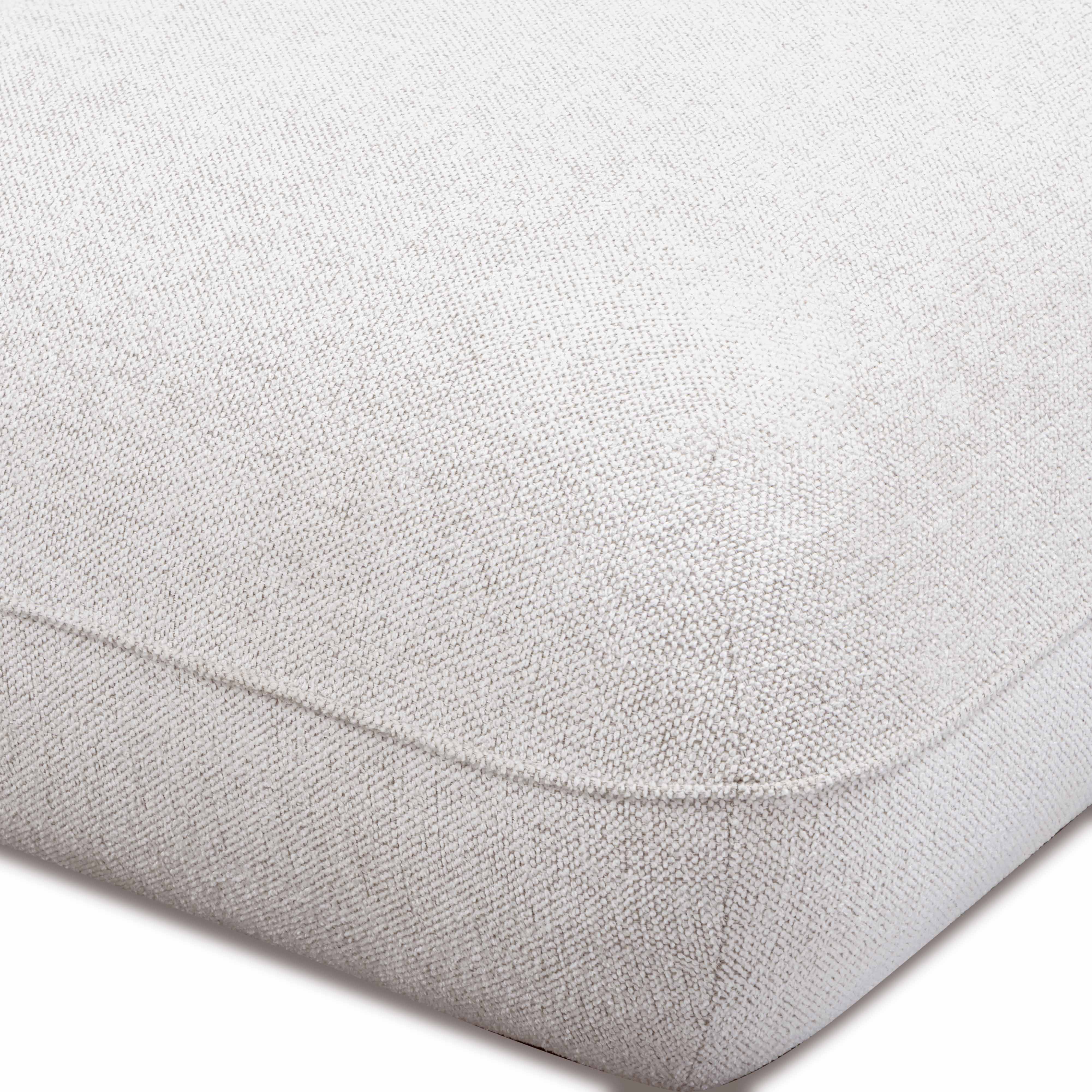 Arezza Stone White Contract-Grade Basketweave Chenille Ottoman