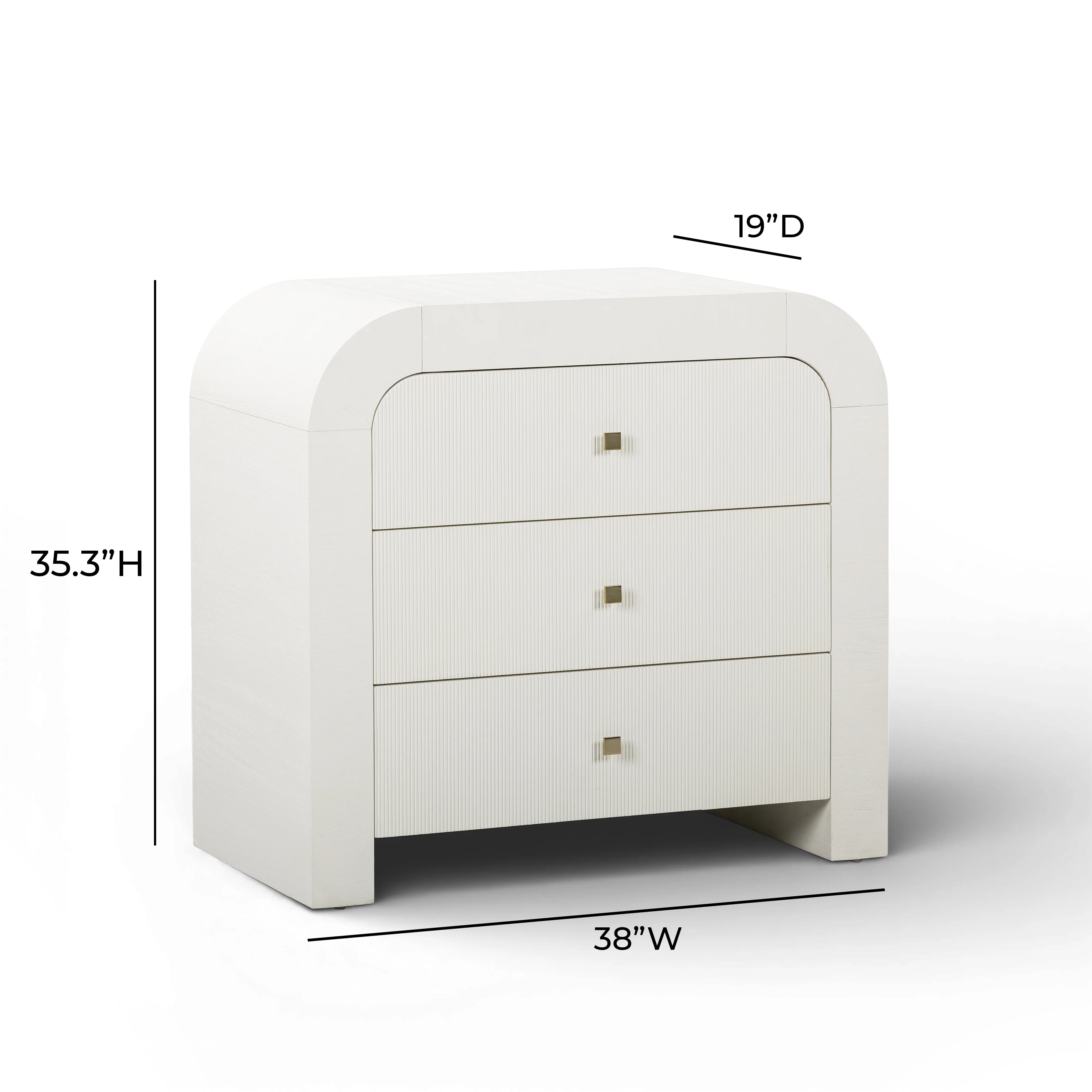 Hump 38" Arched 3-Drawer Bedside Chest