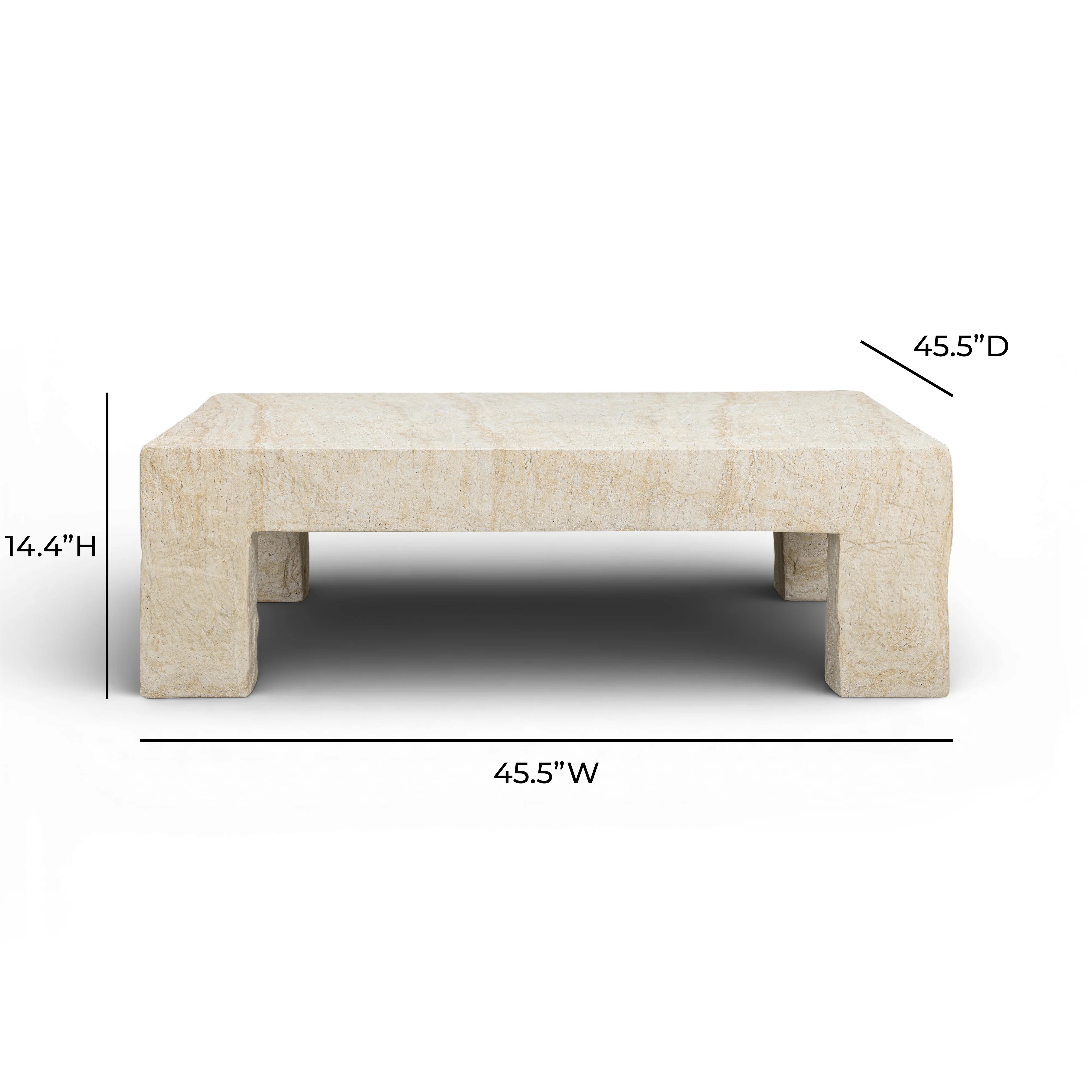 Roxanne 46" Faux Travertine Indoor/Outdoor Concrete Coffee Table