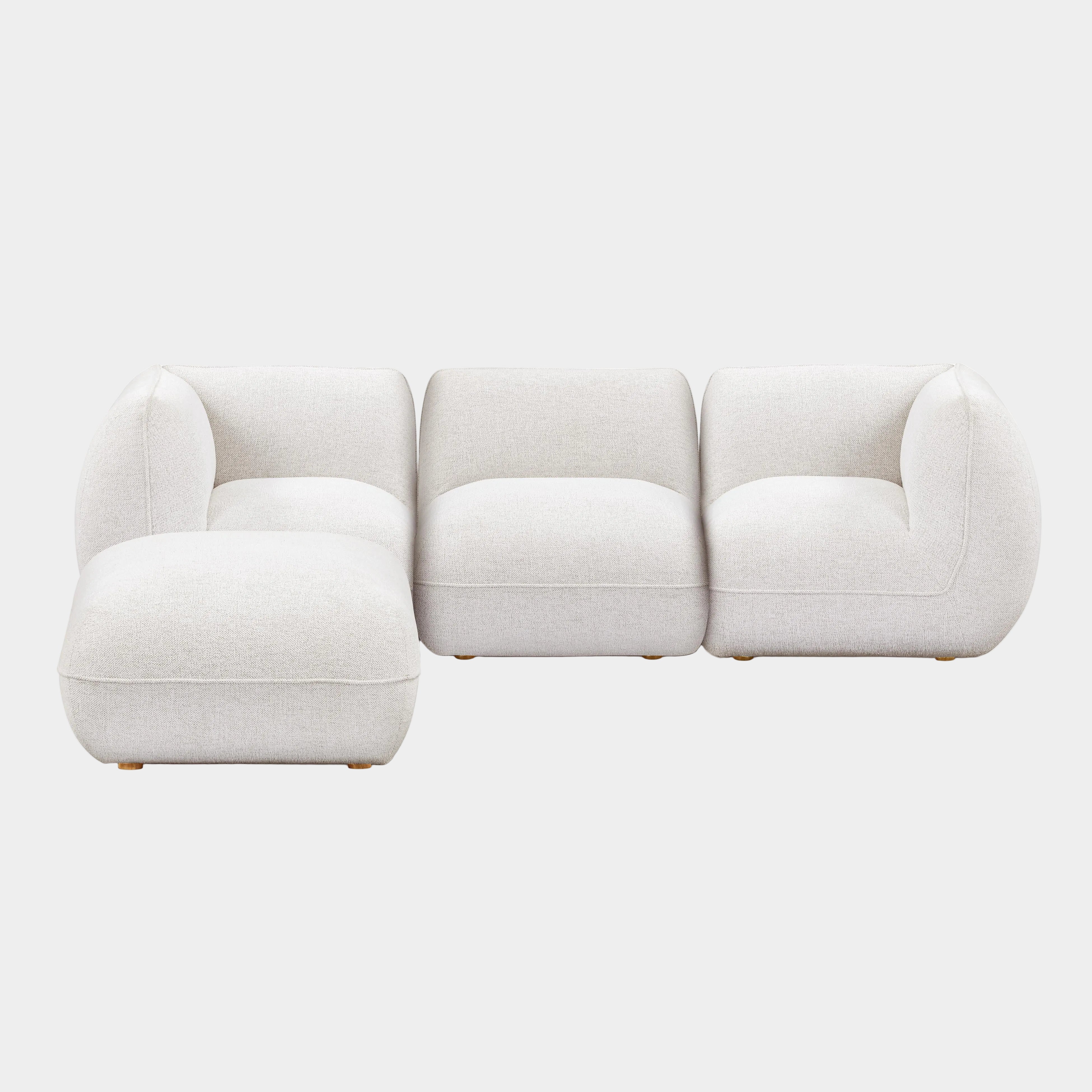 Arezza 4-Piece Stone White Contract-Grade Basketweave Chenille Modular Sectional