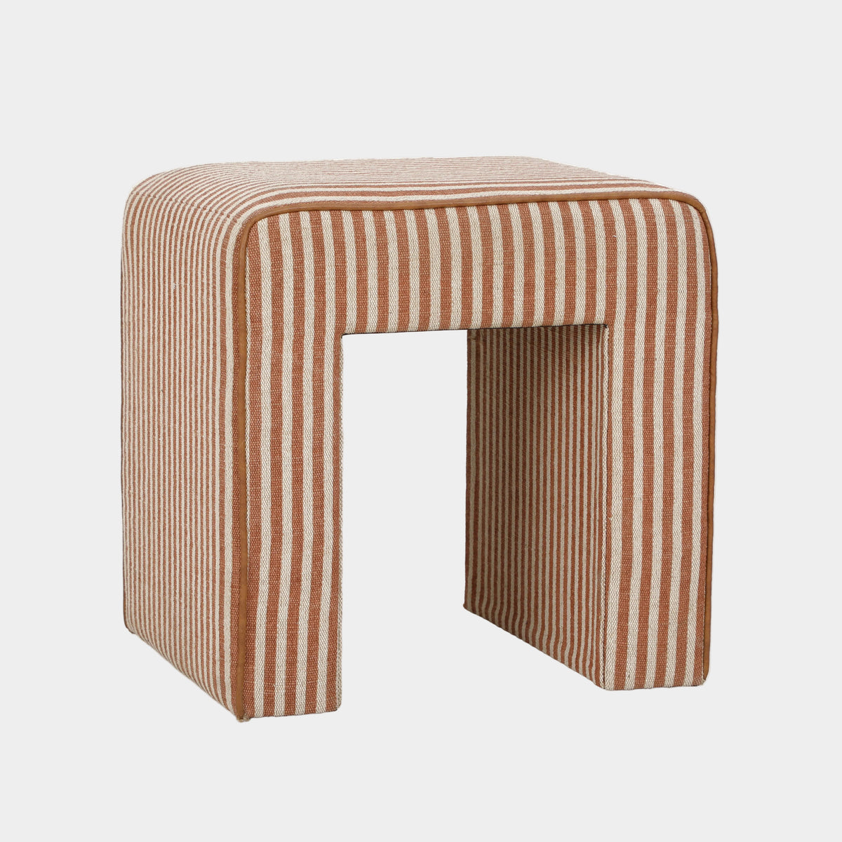 Byron Square Cotton Jute Ottoman - Terracotta