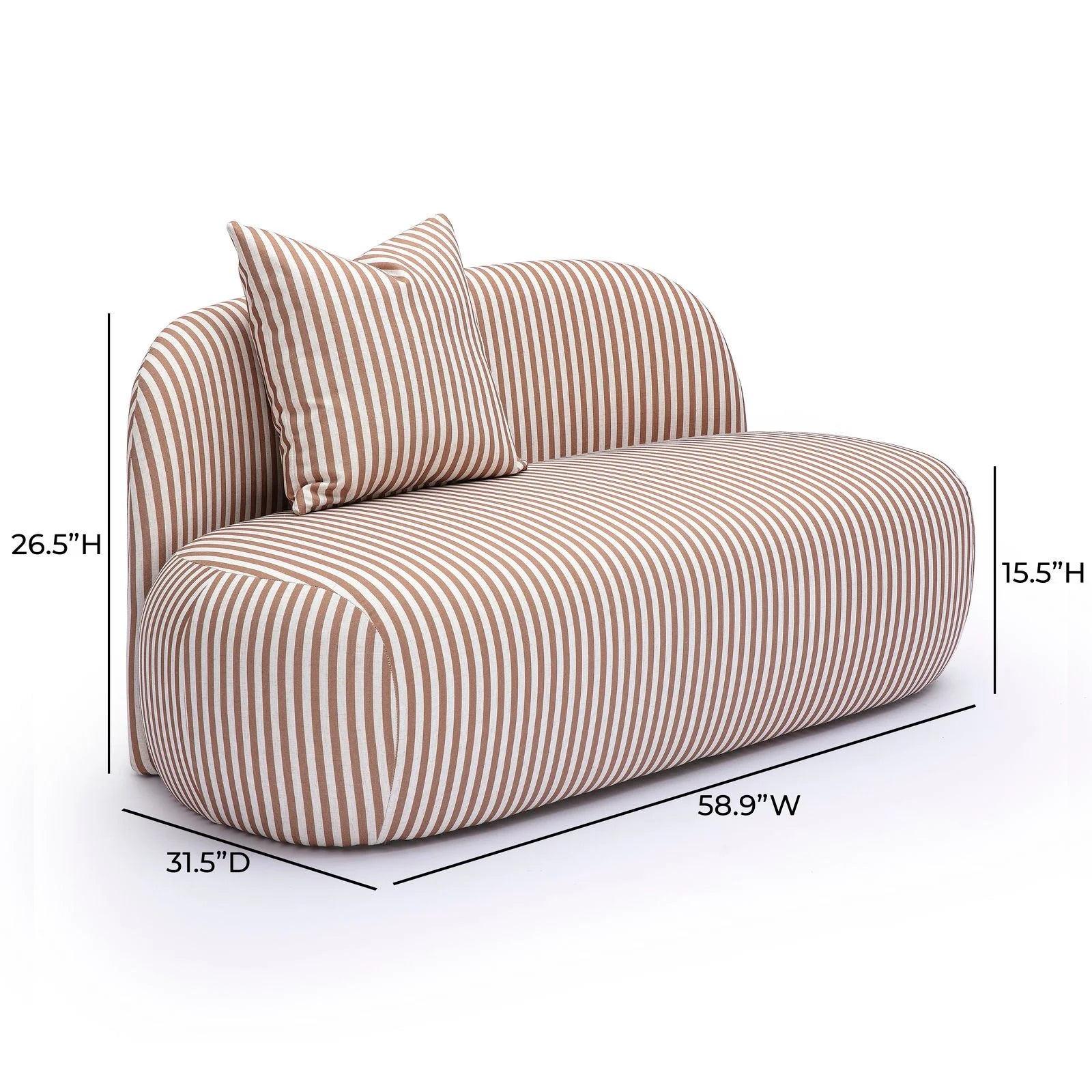 Carraway 59" Brown Striped Performance Linen Loveseat