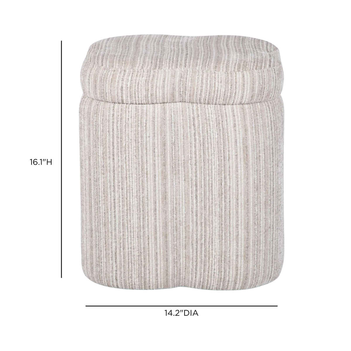 Lilou Cream Striped Jacquard Storage Accent Stool