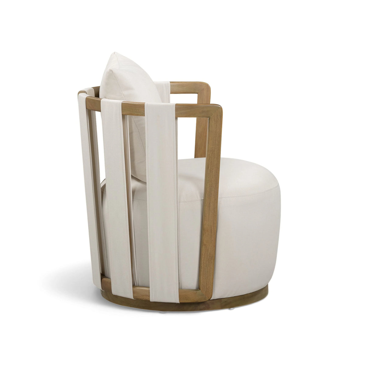 Paolo Cream Upcycled Basketweave Fabric Outdoor Accent Chair