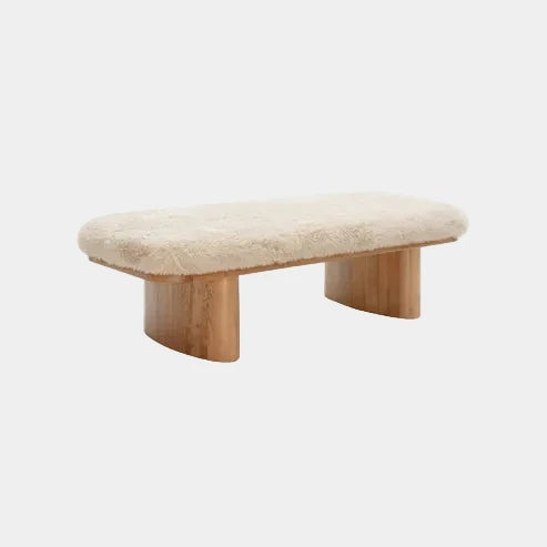 Ollie Contract Grade Straight Vegan Shearling Bench - 56.5"