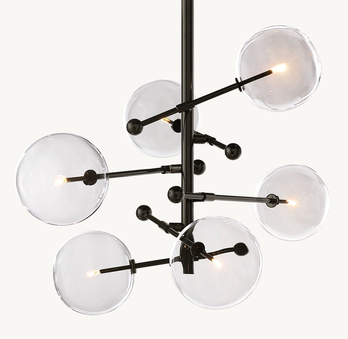 Glass Globe Mobile Six-Arm Chandelier