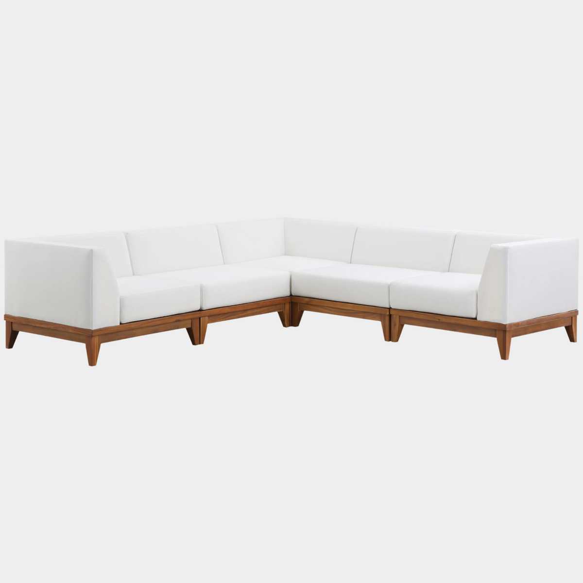 Rio Off-White Water Resistant Outdoor Patio 5Pc Sectional - 96.5"