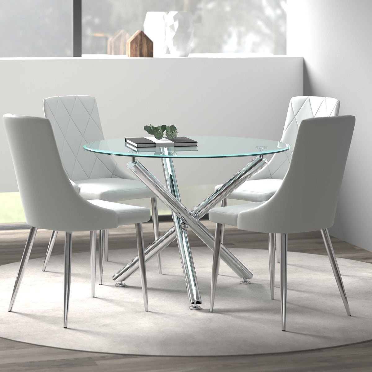 Solara Devo 5Pc Dining Chair - Chrome Grey