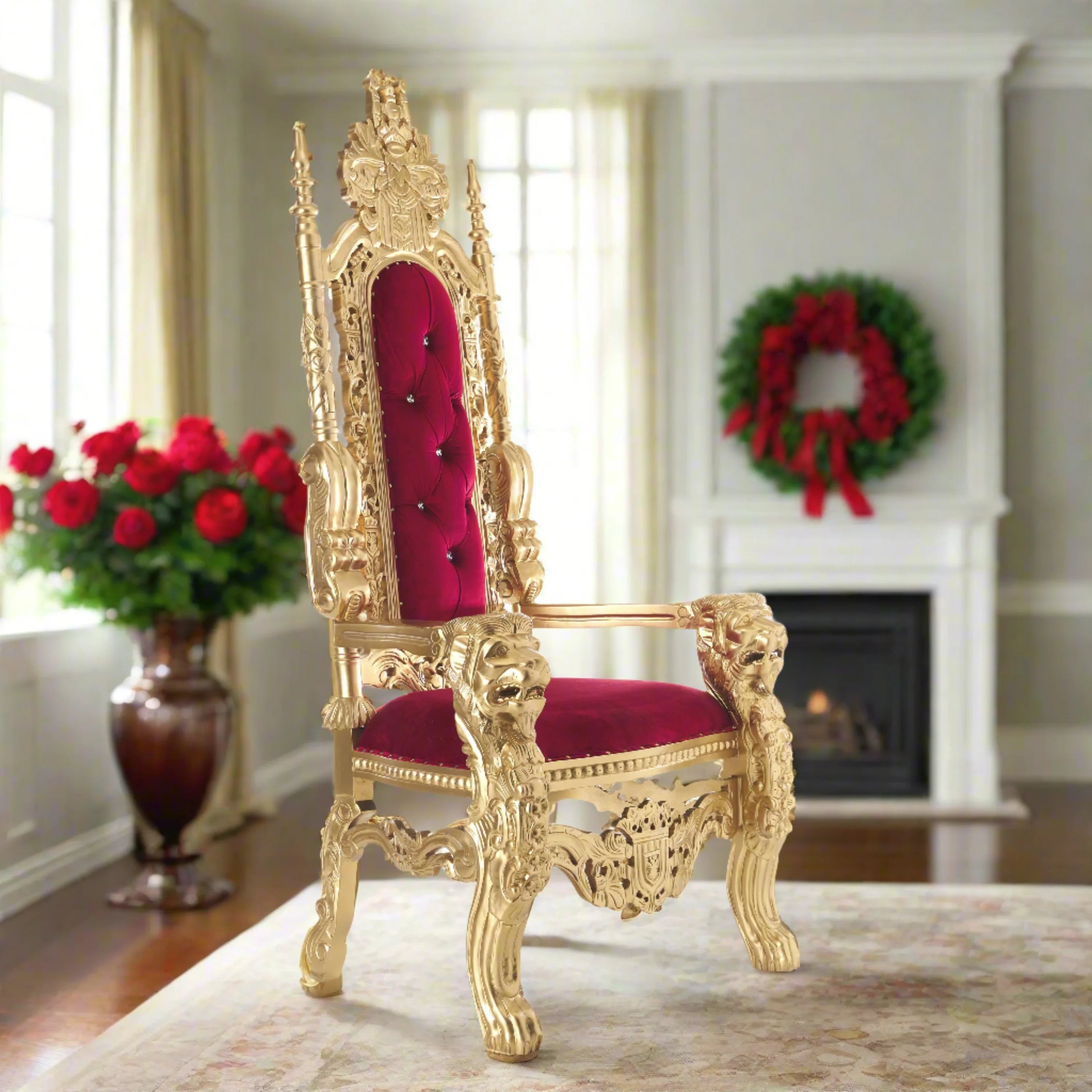 King David Lion Throne Chair - Velvet