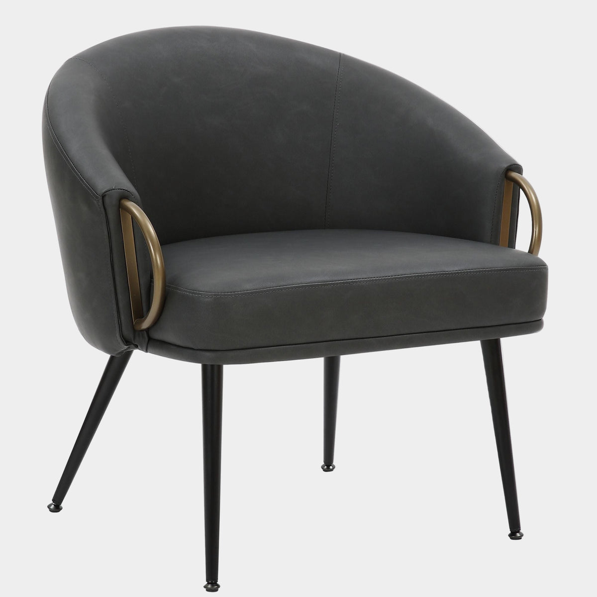 Zita Accent Chair Vintage - Charcoal Faux Leather Black Aged Gold