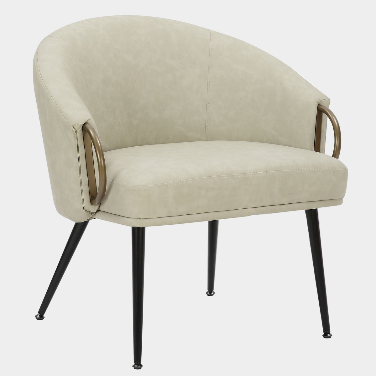 Zita Accent Chair Vintage - Ivory Faux Leather Black Aged Gold