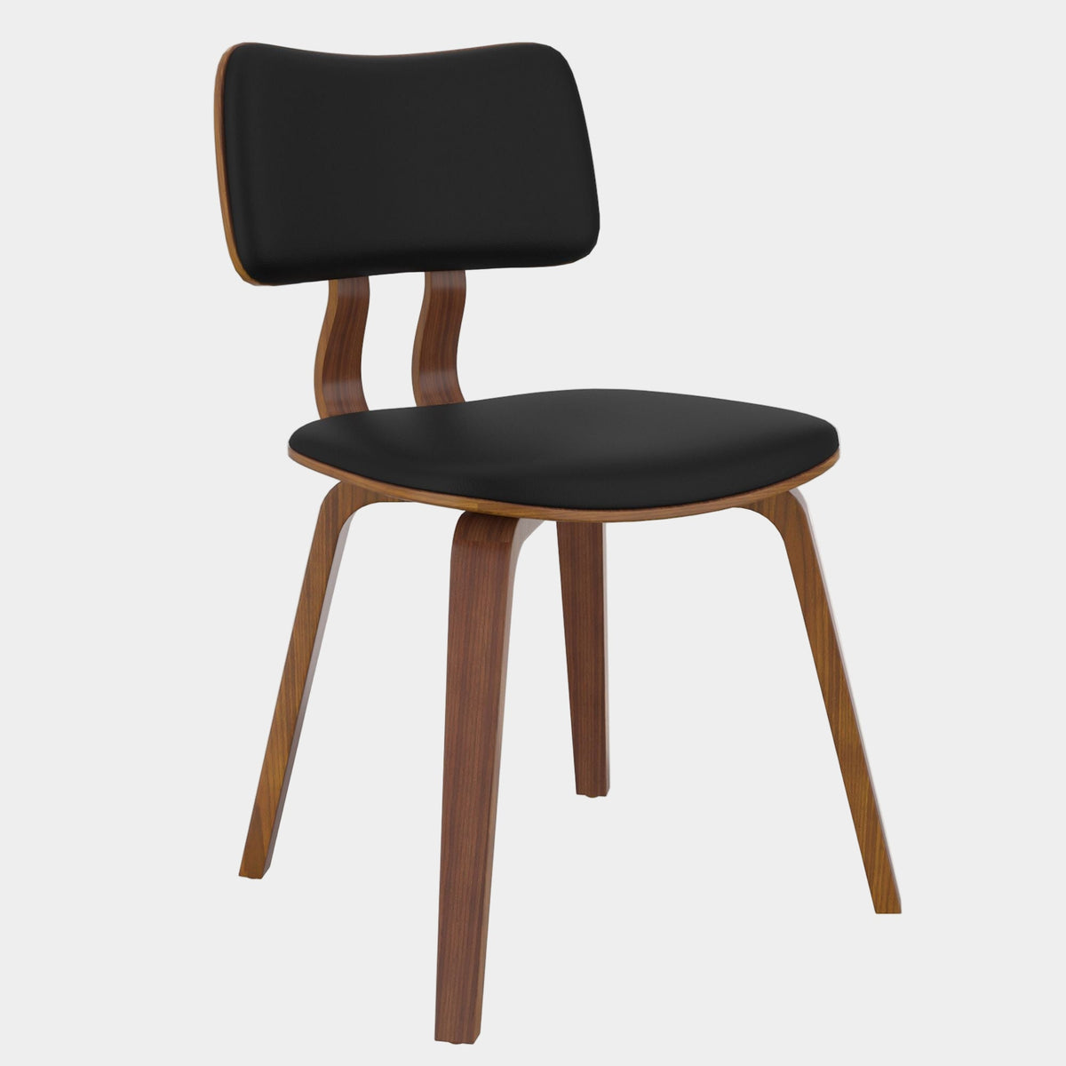 Zuni Dining Chair - Black Faux Leather Walnut