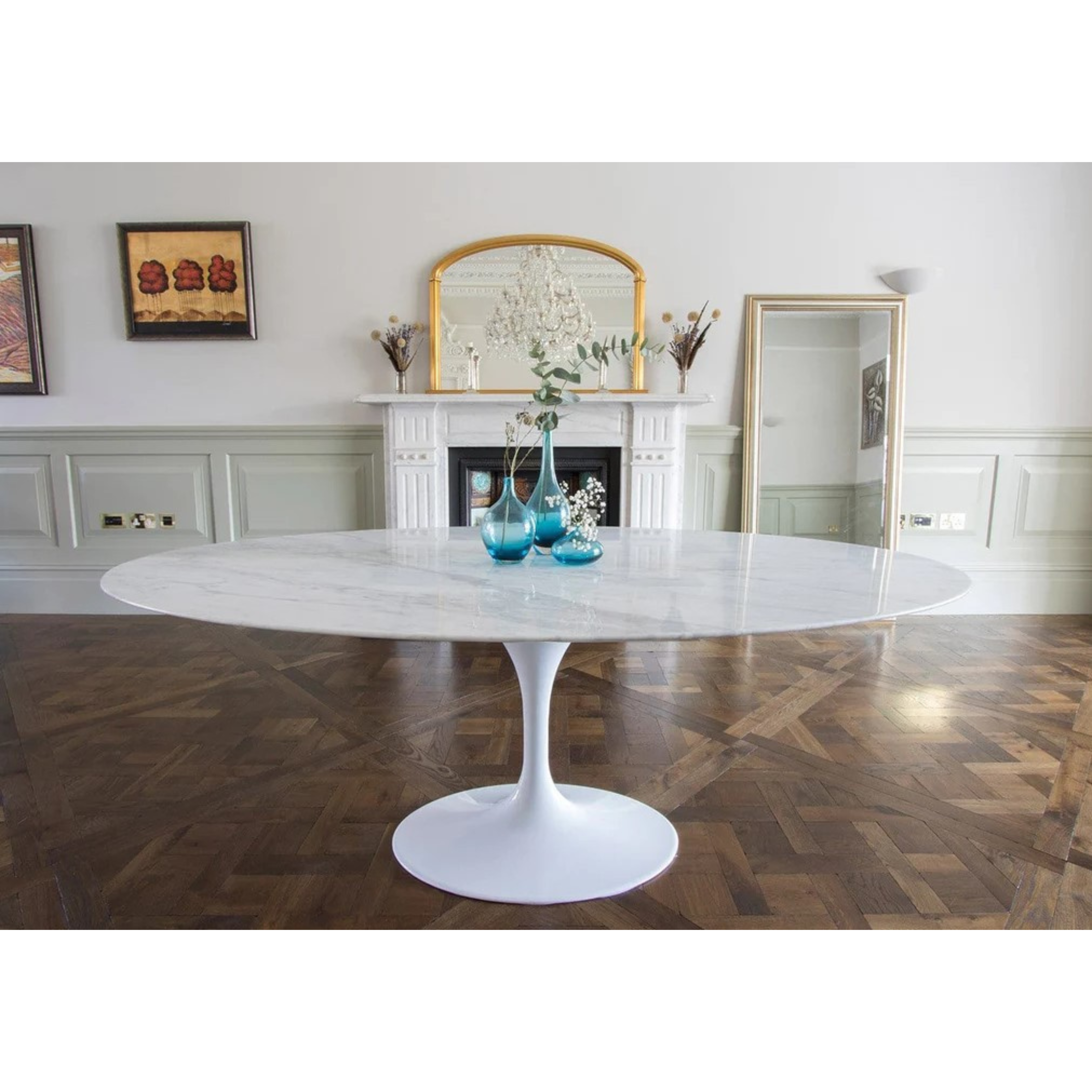 Oval Marble White Dining Table