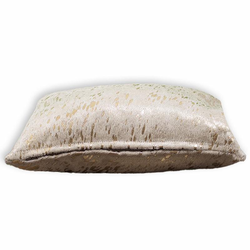 Gold and White Cowhide Cushion