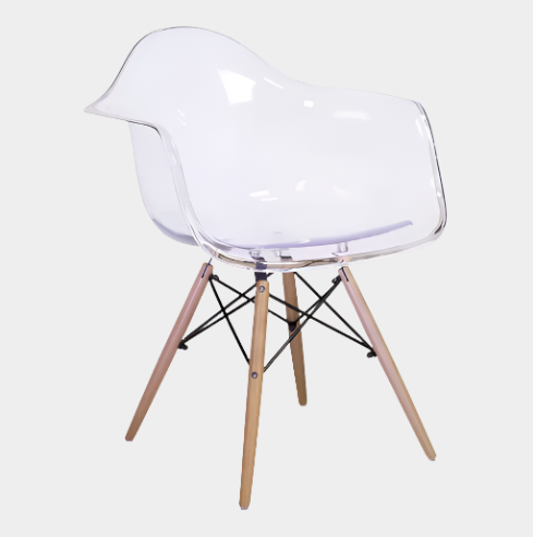 Fauteuil en plastique moulé Eames (pieds en bois naturel)