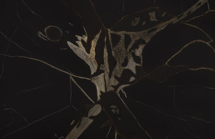 Tabouret rond en bois pétrifié moulé noir