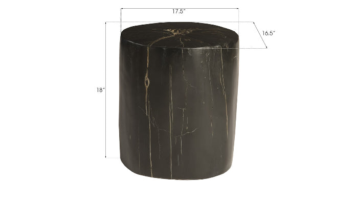 Black Round Cast Petrified Wood Stool