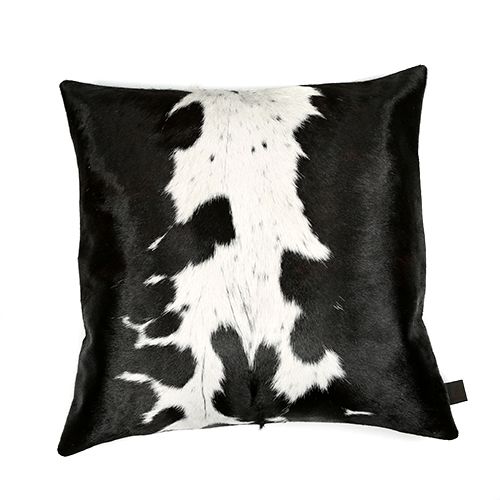 Coussin en peau de vache noir et blanc