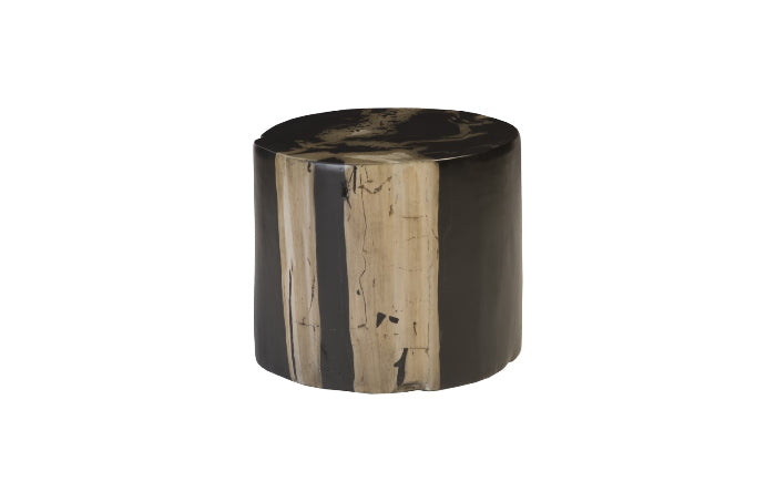 Tabouret rond en bois pétrifié moulé marron