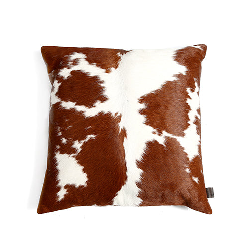 Brown and White Cowhide Cushion
