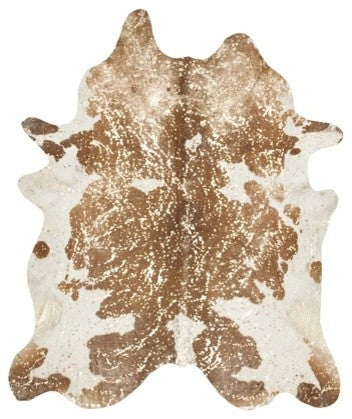 Marron et blanc avec cuir de vache métallisé doré