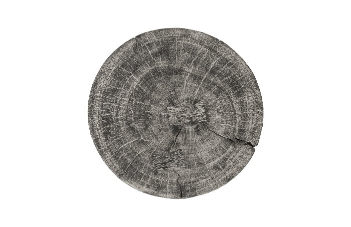 Curved Wood Stool, Thin Gray Stone