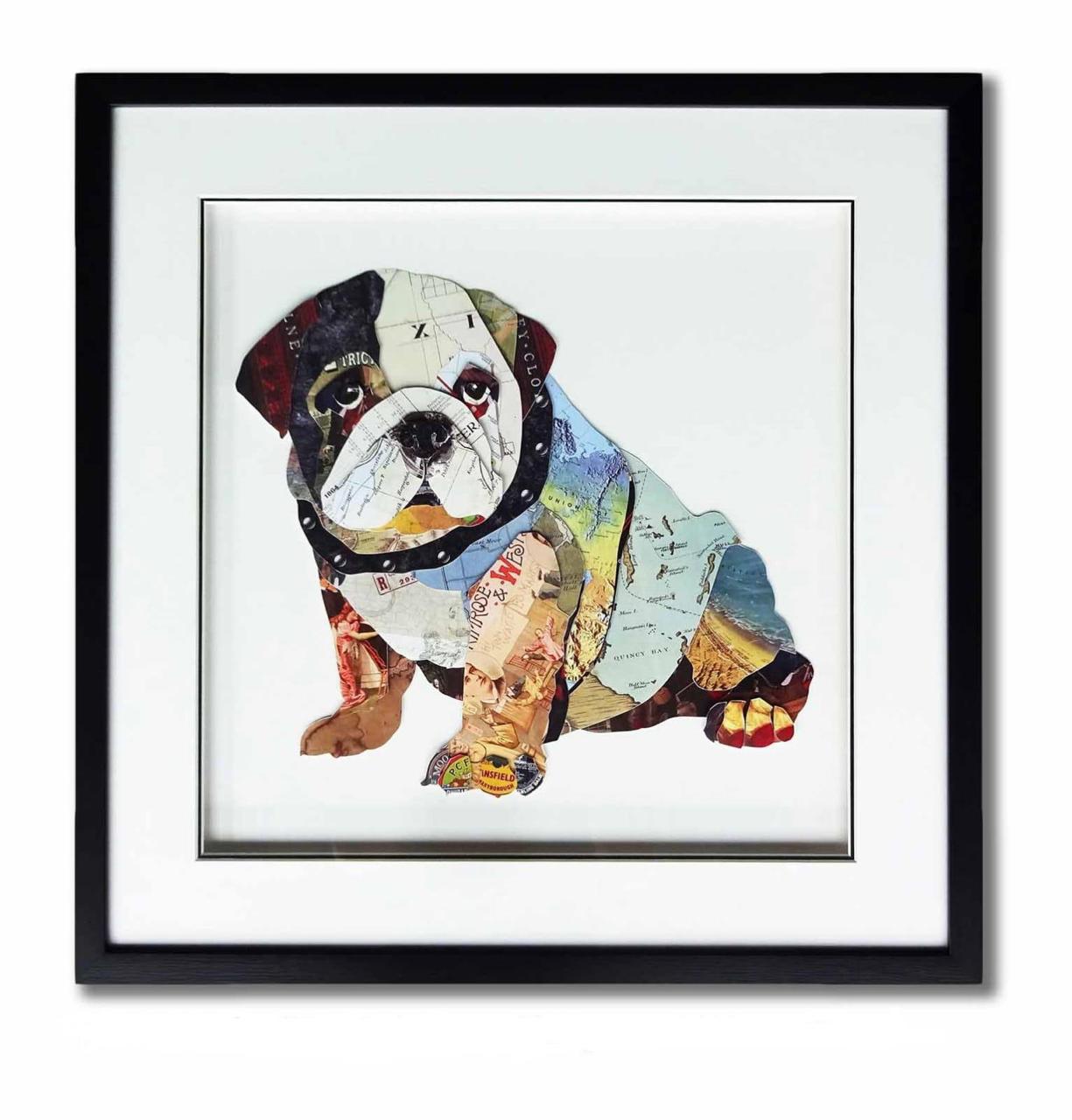 Dog Collage Art with Black Frame