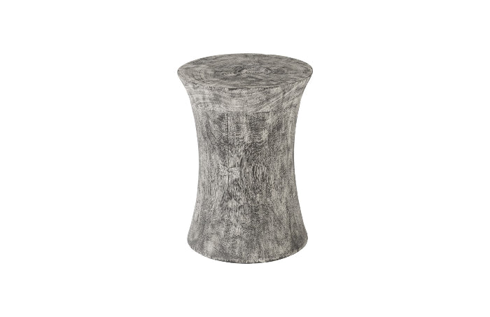 Drum Stool Mango Wood, Gray Stone