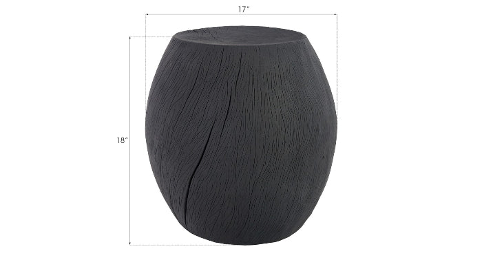 Tabouret de tambour en résine, carbonisé